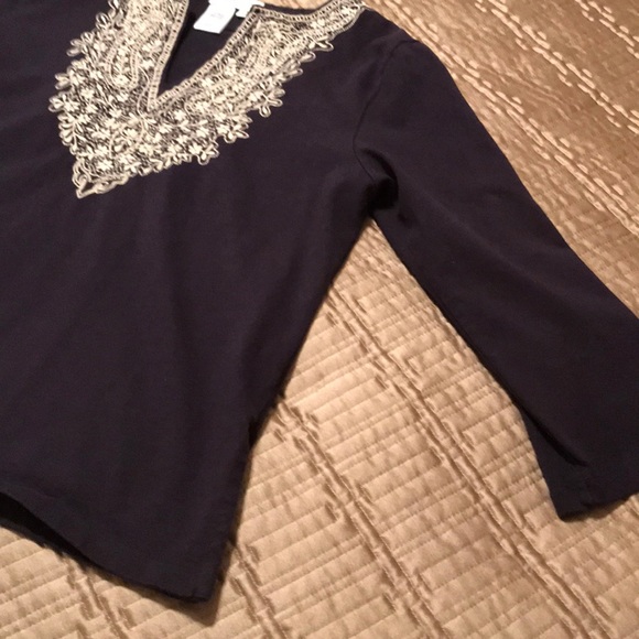 Coldwater Creek top, black with embroidery, S - Picture 3 of 8
